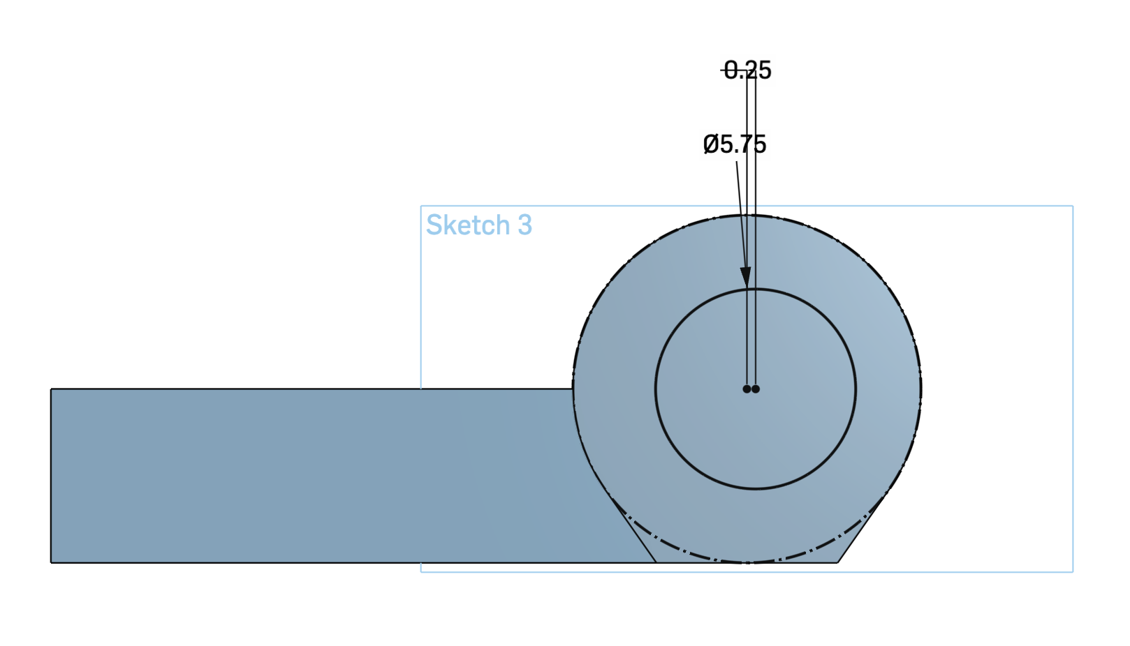 Cross-section of offset hinge