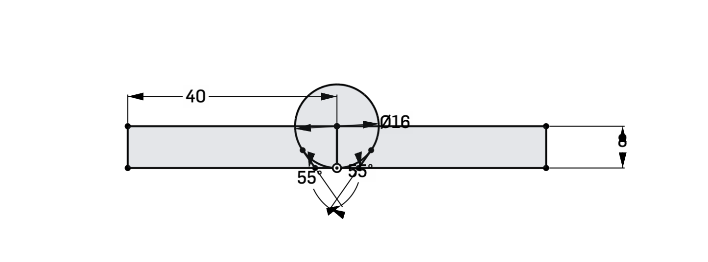 Hinge sketch with barrel and leaf components